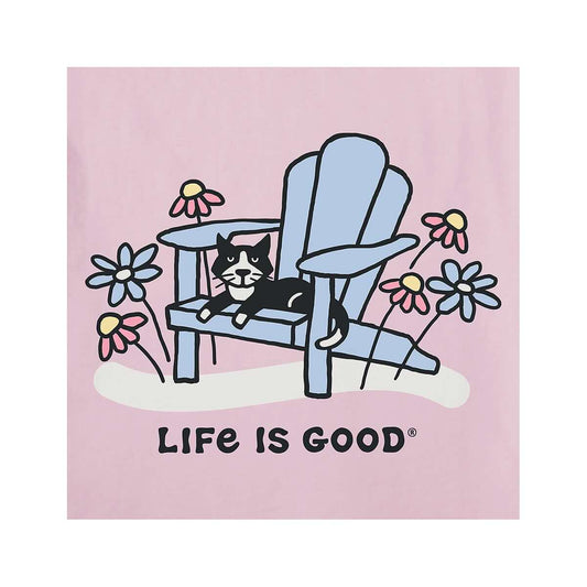 Life is Good Women's Adirondack Cat Short Sleeve Crusher Lite V-Neck Shirt