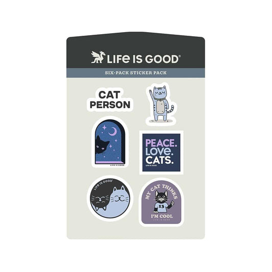 Life is Good Cats Six-Pack Sticker Pack