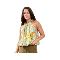 Tribal Sportswear Women's Printed Bubble Hem Braided Neckline Blouse
