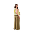 Tribal Sportswear Women's Printed Bubble Hem Braided Neckline Blouse