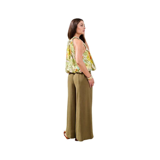 Tribal Sportswear Women's Printed Bubble Hem Braided Neckline Blouse