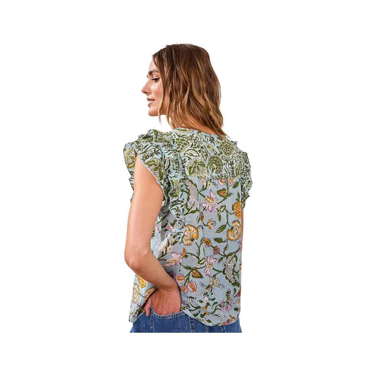 Tribal Sportswear Women's Frill Cap Sleeve Poplin Novelty Blouse