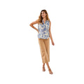 Tribal Sportswear Women's Sleeveless Frill-Neck Printed Blouse