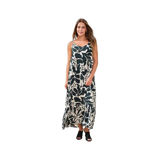 Tribal Sportswear Strap Sleeves Printed Maxi Dress