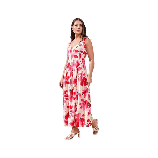 Tribal Sportswear Women's Sleeveless V-Neck Watercolor Midi Dress