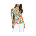 APNY Women's V-Neck Printed Bubble Short Sleeve Blouse