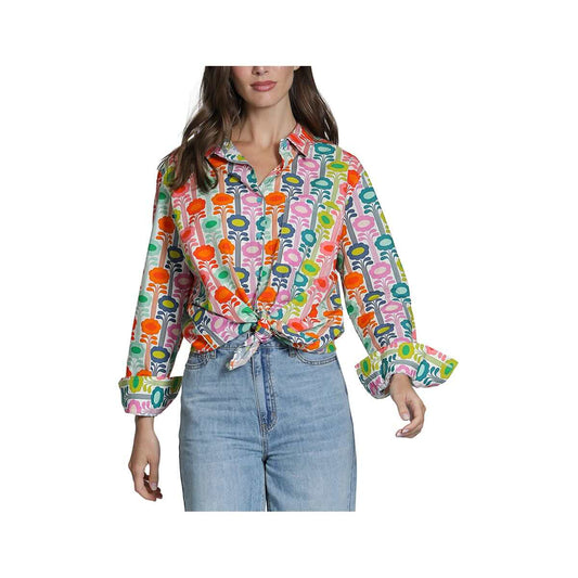 APNY Women's Boyfriend Floral Long Sleeve Button-Up Shirt