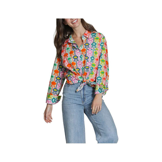 APNY Women's Boyfriend Floral Long Sleeve Button-Up Shirt
