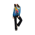 APNY Women's Half-Placket V-Neck Floral Long Sleeve Blouse