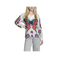 APNY Women's Half-Placket V-Neck Butterfly Long Sleeve Blouse