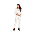 Charlie B Women's Crew Neck 3/4 Sleeve Denim Patch Sweater