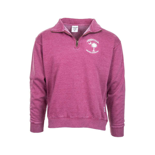 Bay Pointe Burnwash Greenville Palm Moon Long Sleeve Quarter Zip Pullover