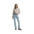 Wrangler Women's Western Smocked Long Sleeve Snap Blouse