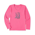 Life is Good Women's Larkspur Flower Frame Long Sleeve Crusher V-Neck Shirt