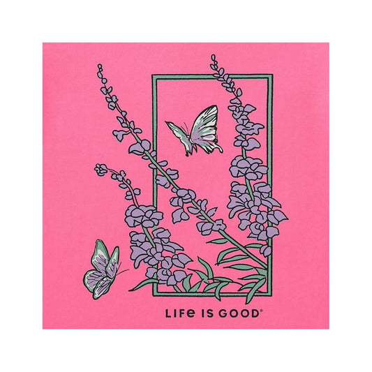 Life is Good Women's Larkspur Flower Frame Long Sleeve Crusher V-Neck Shirt