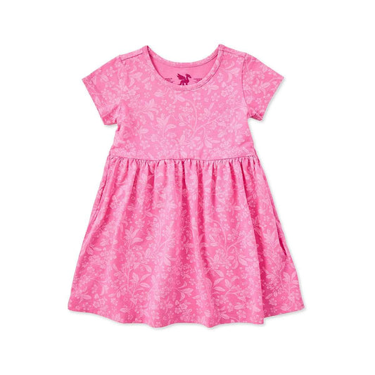 Life is Good Toddler Cherry Blossom Pattern Short Sleeve Crusher Dress