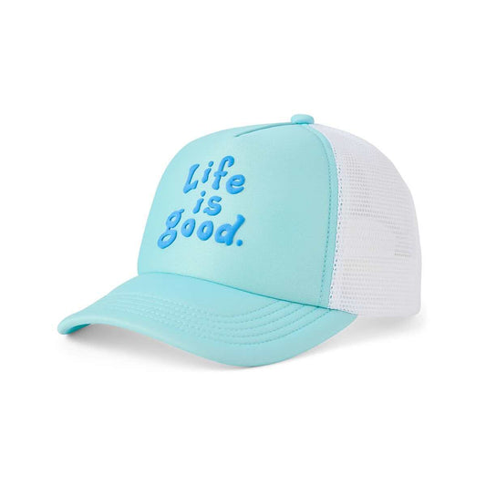 Life is Good Kids LIG Vintage Wordmark Stacked Trucker Hat
