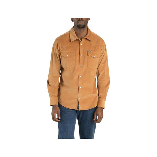 Sendero Provisions Co. Men's The Wyatt Pearl Snap Long Sleeve Shirt, Sandstone Cord