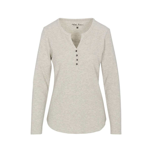 North River Women's Maury Waffle Henley Long Sleeve Top, Naturalhtr