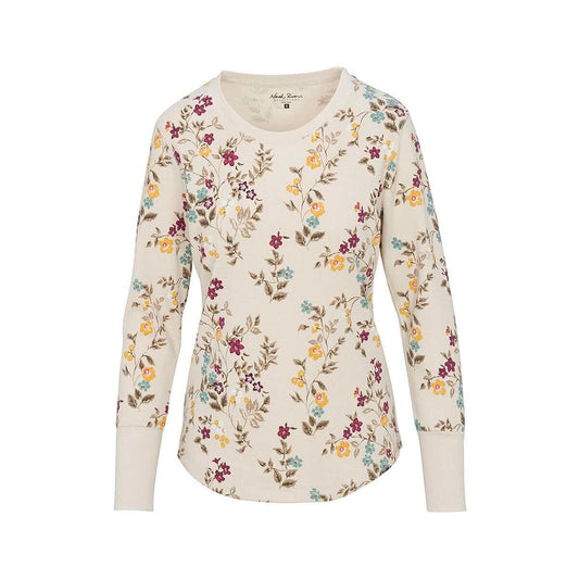 North River Women's Wildflower Waffle Crew Long Sleeve Top, Oatmeal