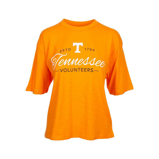 Pressbox Women's University of Tennessee Alexus Script Slub Short Sleeve Crop Top