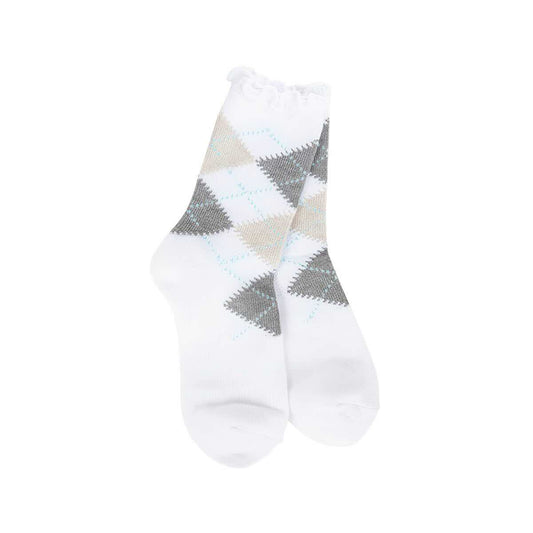 World's Softest Women's Weekend Argyle Ruffle Mini Crew Socks