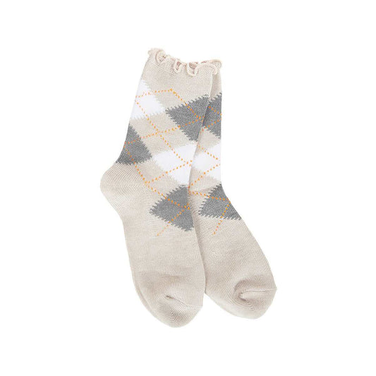 World's Softest Women's Weekend Argyle Ruffle Mini Crew Socks
