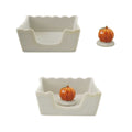 Creative Co-Op Stoneware Scallaped Cocktail Napkin Holder with Pumpkin Weight - Set of 2