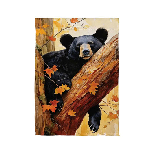 Evergreen Lazy Black Bear Suede Garden Flag