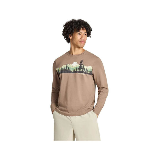Life is Good Men's Evergreen Landscape Long Sleeve Crusher T-Shirt, Mushroom Brown
