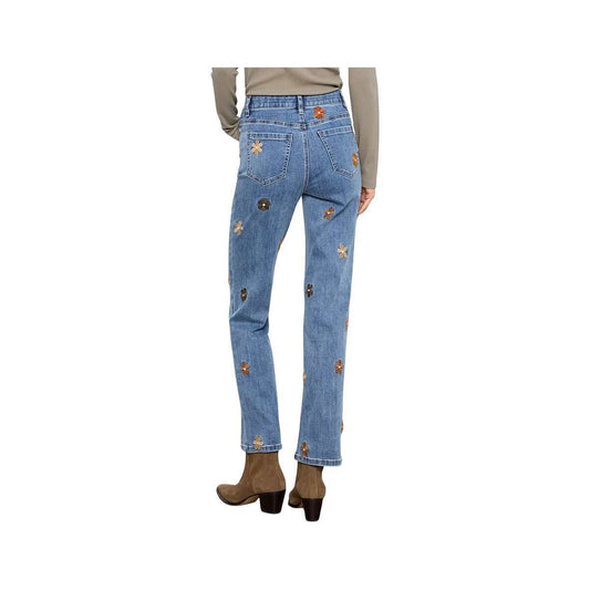 Charlie B Women's Floral Embroidery Straight Leg Jeans