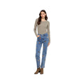 Charlie B Women's Floral Embroidery Straight Leg Jeans