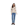 Charlie B Women's Floral Embroidered V-Neck Sweater, Natural, alternate view 3
