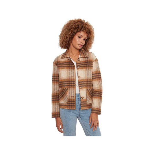 Charlie B Women's Reversible Plaid Jacket, Truffle