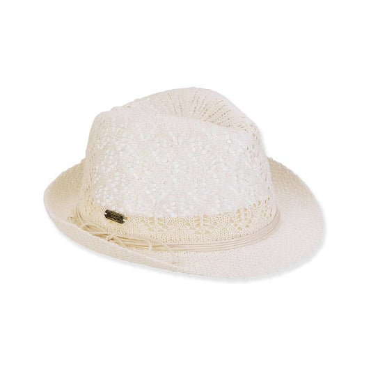 Sun N Sand Women's White Polyester Fedora Hat