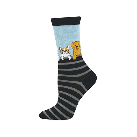 Socksmith Women's Dog Gone Stripes Bamboo Crew Socks