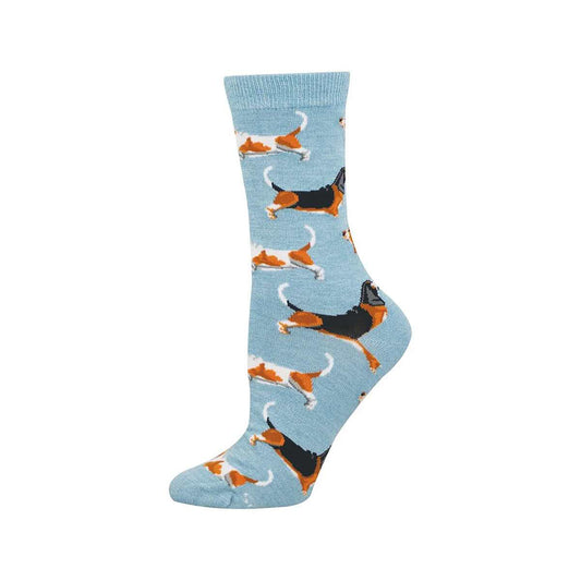 Socksmith Women's Basset Hounds Bamboo Crew Socks
