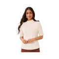 Tribal Women's Funnel Neck Elbow Sleeve Soft Knit Top, Cream