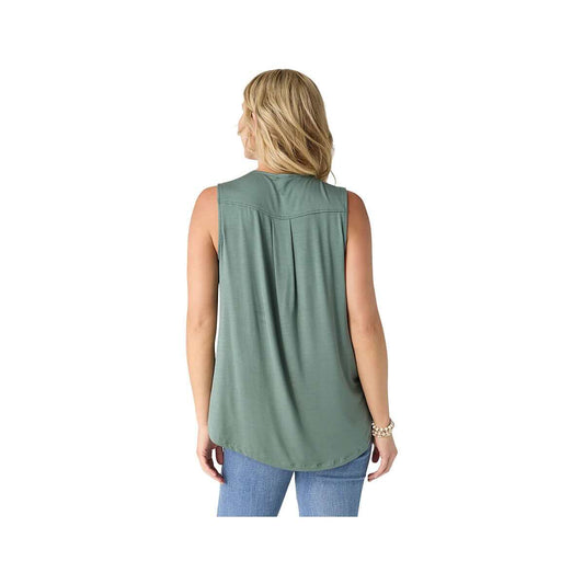 Coco+Carmen Women's Erin Pleat Back V-Neck Sleeveless Tank Top