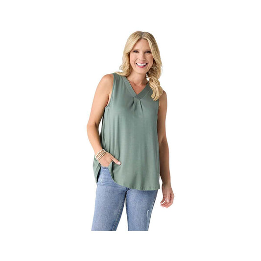 Coco+Carmen Women's Erin Pleat Back V-Neck Sleeveless Tank Top