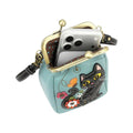 Chala Handbag Black Cat Kisslock Cell Phone Crossbody Purse
