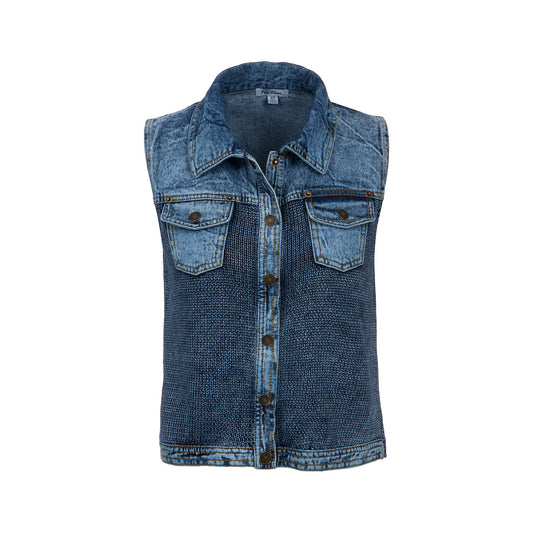 Women's Sweater Jean Vest Indigo