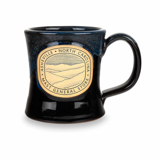 Mast General Store Asheville NC Pottery Diner Mug Black Navy