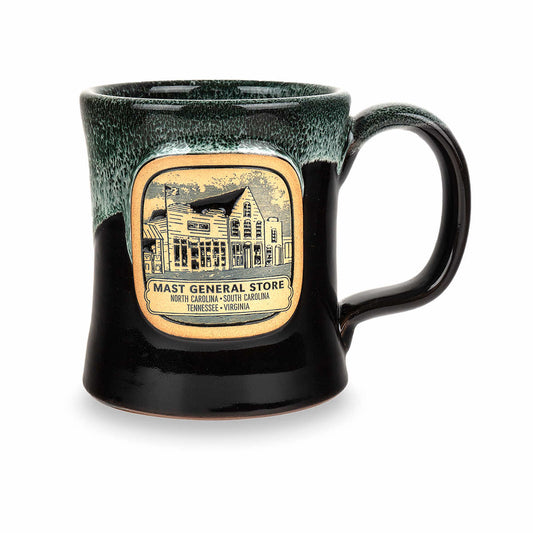 Original Mast General Store Pottery Diner Mug Black Hunter White