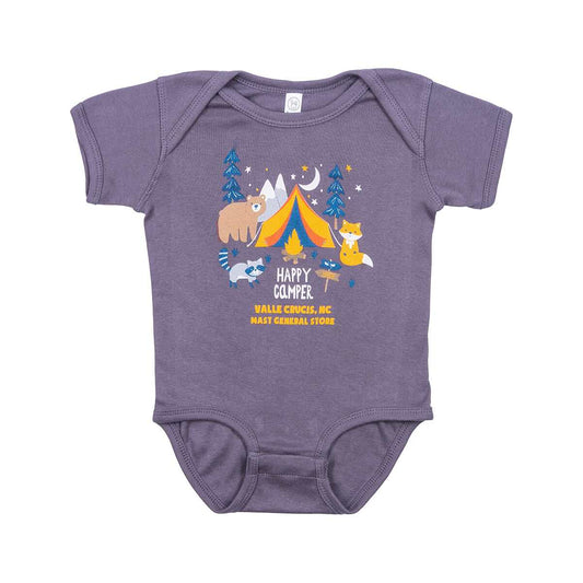 Julie and Joe Baby Mast General Store Valle Crucis Happy Camper Short Sleeve Onesie