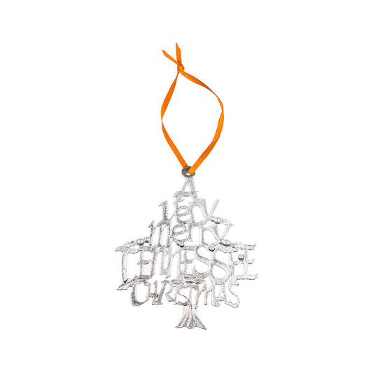 A Very Merry TN Christmas Pewter Ornament Orange Ribbon