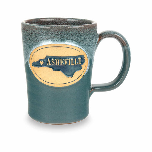 Abby Asheville Mug Lt Teal Rose White