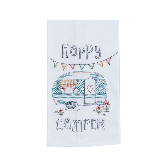 Kay Dee Happy Camper Embroidered Flour Sack Towel