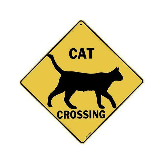 Atlas Screen Printing Cat Crossing Metal Sign