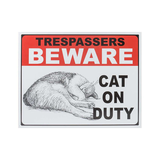 Cat on Duty Tin Sign